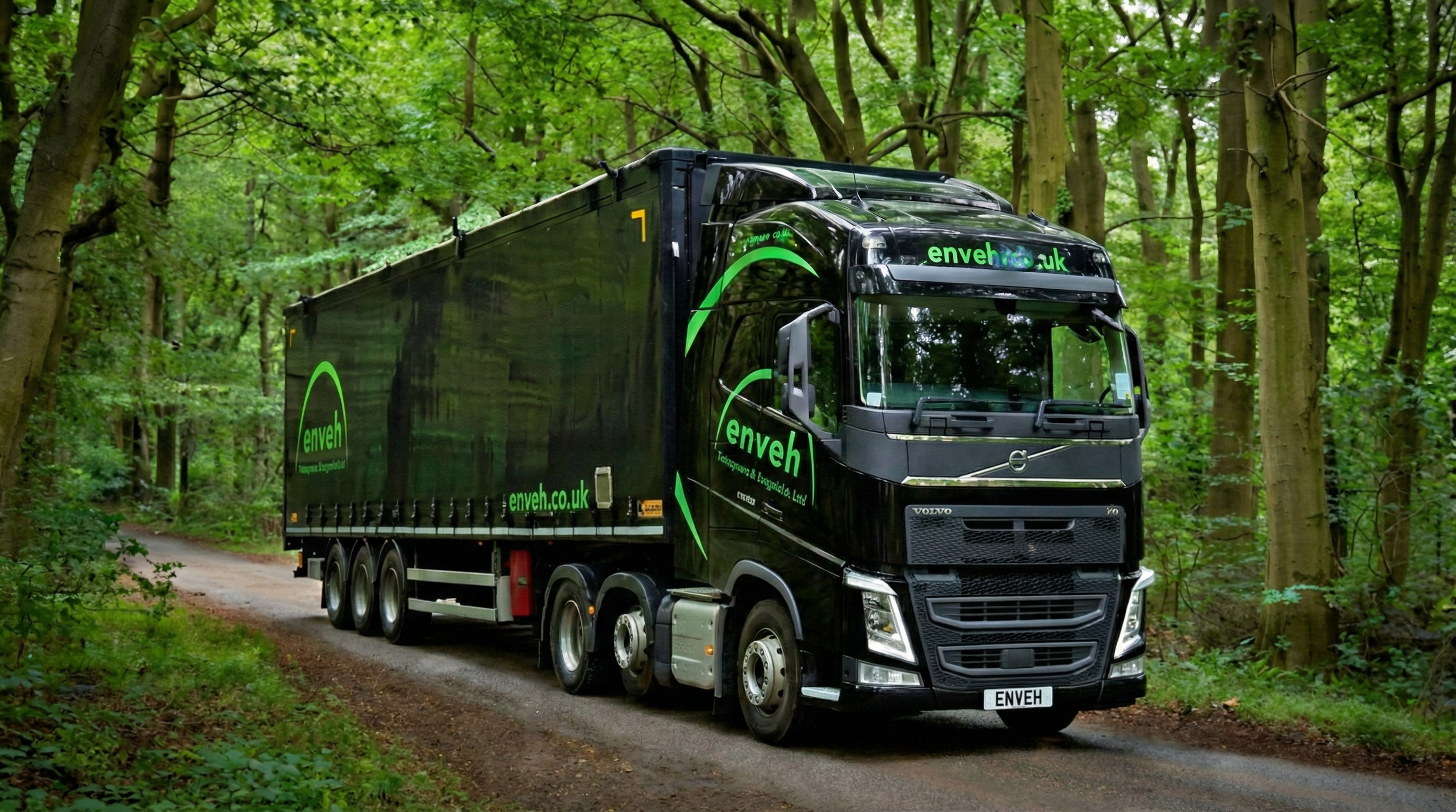 Enveh truck on a wooded track